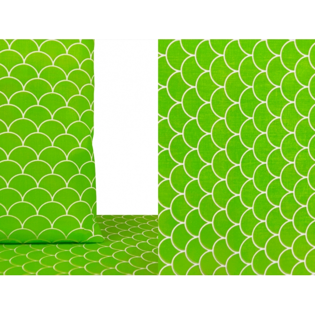 Bawełna w geometryczny wzór, łuski, j. zielony